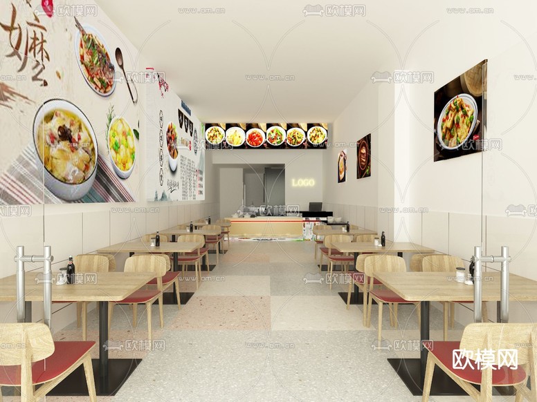 现代快餐店免费3d模型下载(渲染图4)