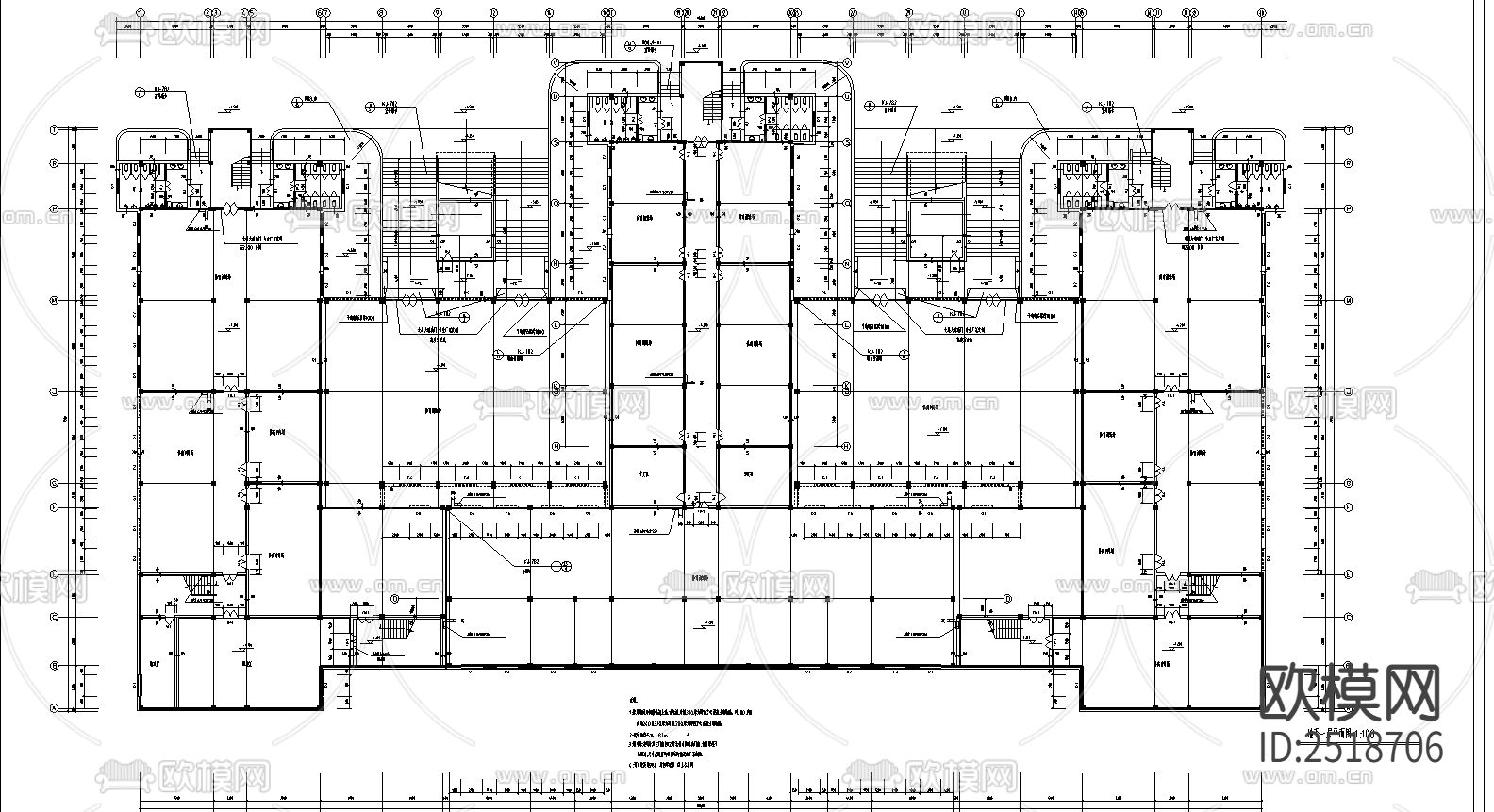 某教学楼建筑CAD施工图下载（渲染图1）