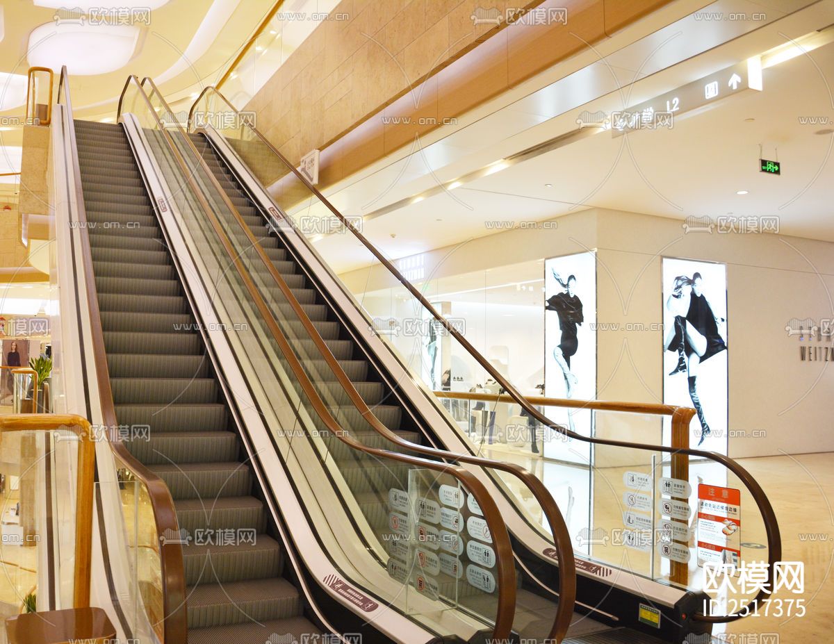 商场自动扶梯斜梯自动滚梯节点大样下载（渲染图1）