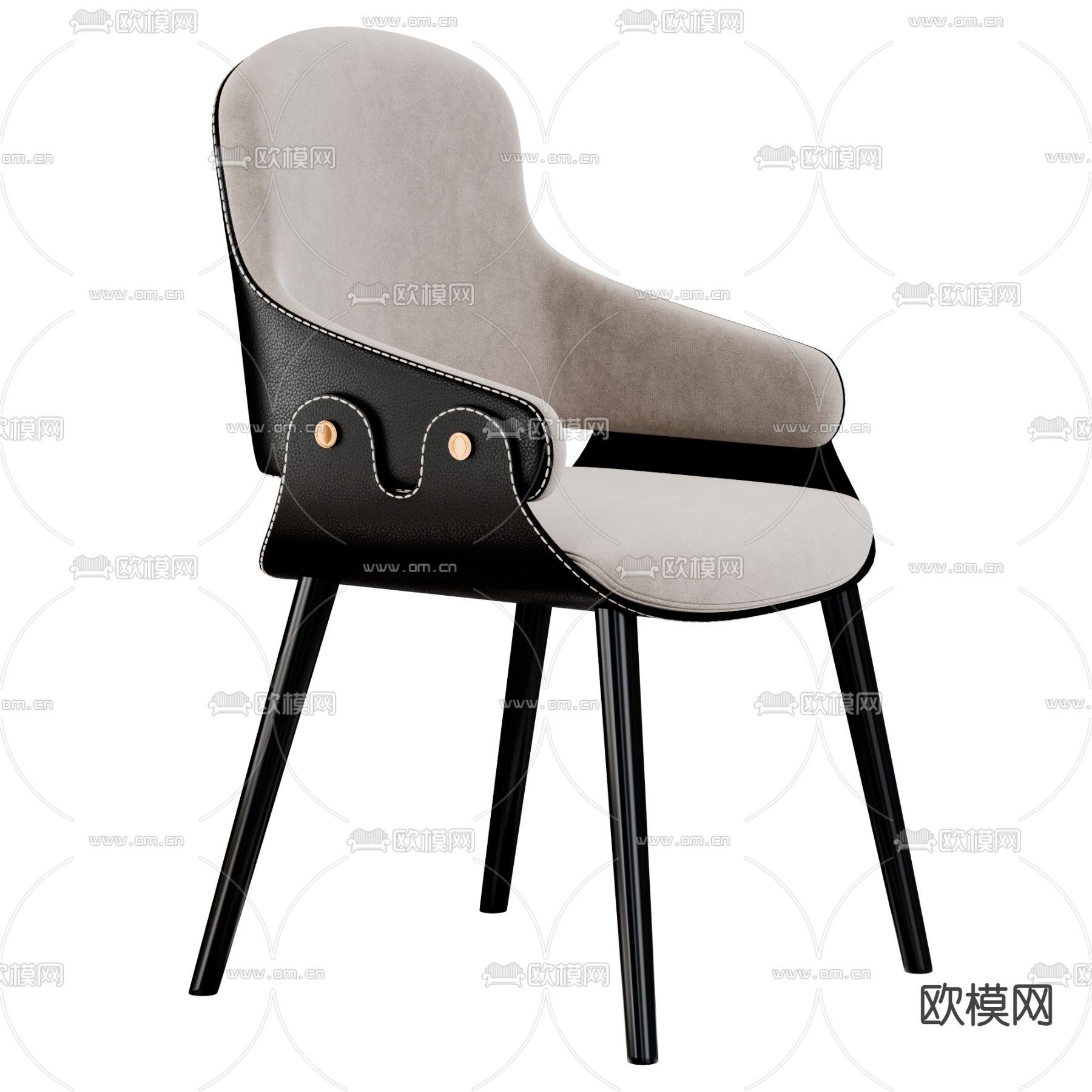 单椅子 餐椅3d模型下载（渲染图2）