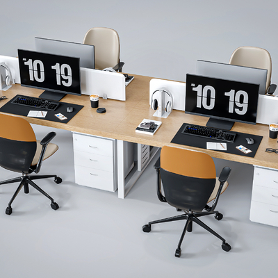  屏风办公卡座 工位su模型 