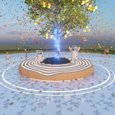  现代树池 景观树池su模型 