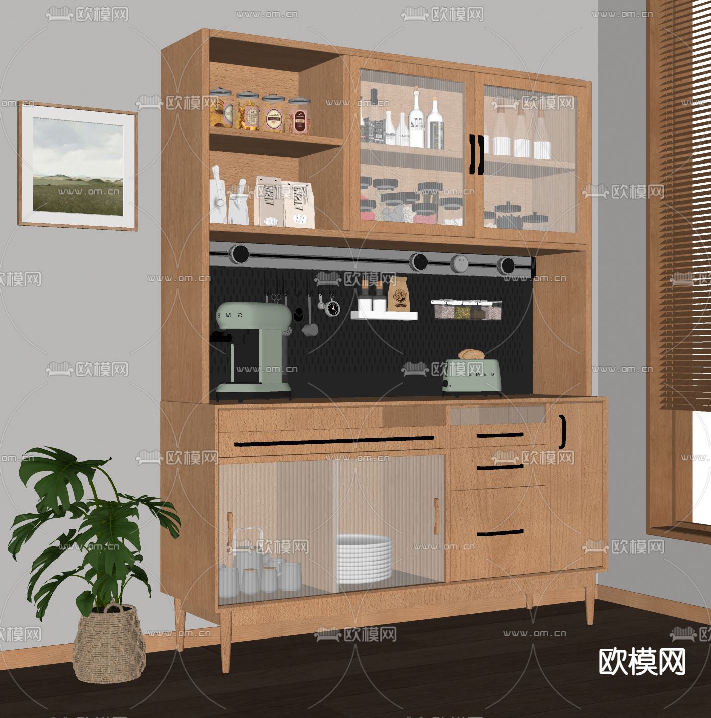 北欧橱柜su模型下载（渲染图2）