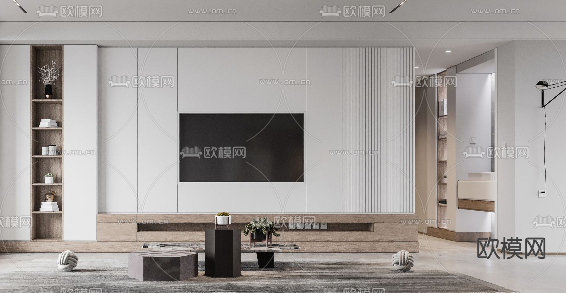 现代客餐厅3d模型下载（渲染图5）