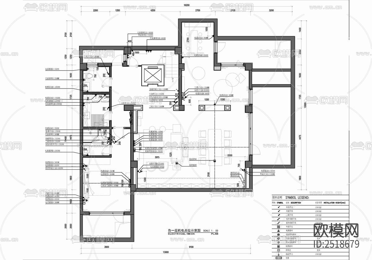 450㎡三层别墅CAD施工图下载（渲染图6）