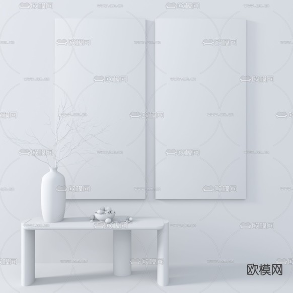 侘寂装饰画免费3d模型下载(渲染图2)