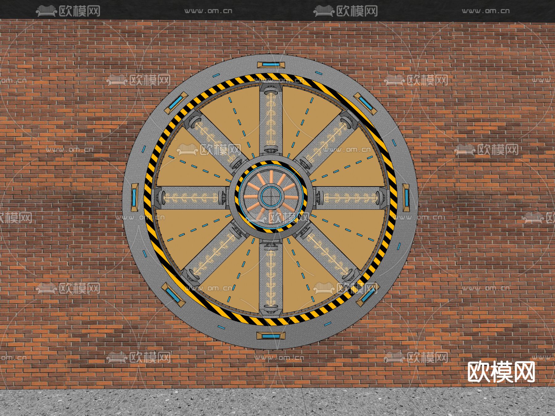 工业风背景墙 装置造景su模型下载（渲染图3）