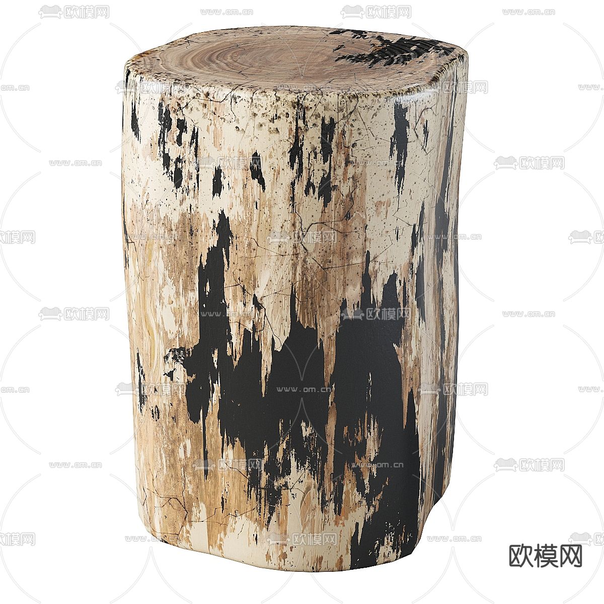 自然风木墩圆几 边几3d模型下载（渲染图3）