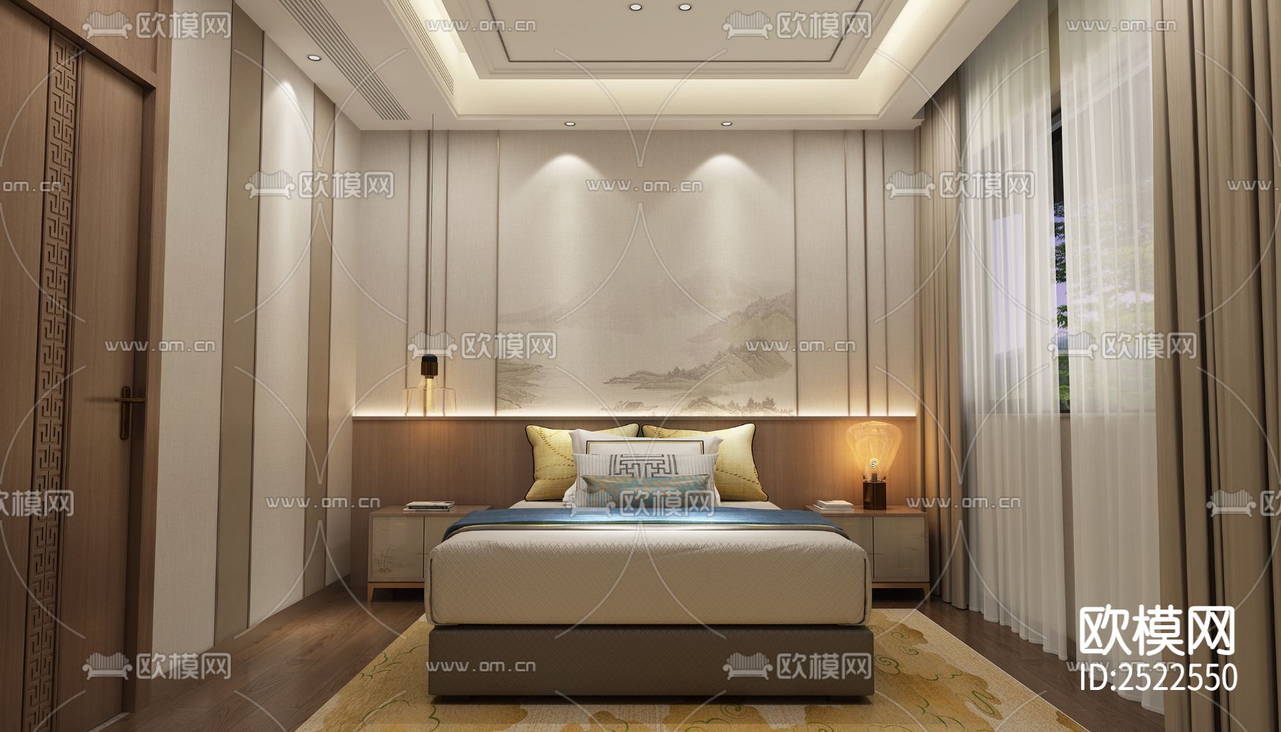 酒店客房CAD施工图下载（渲染图1）