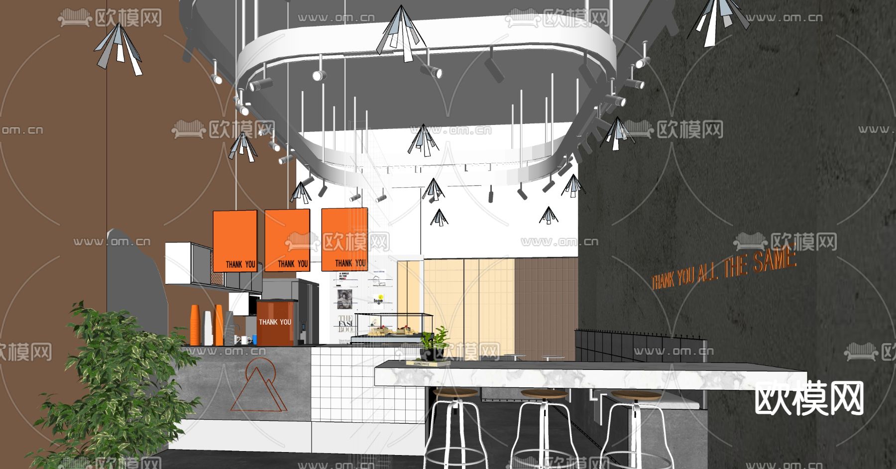 现代奶茶店su模型下载（渲染图2）