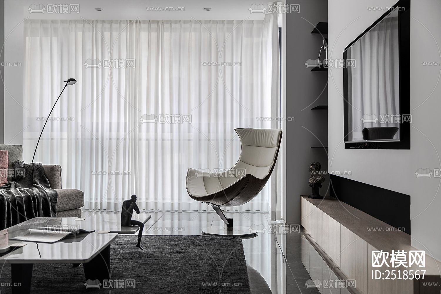 平层CAD施工图下载（渲染图9）