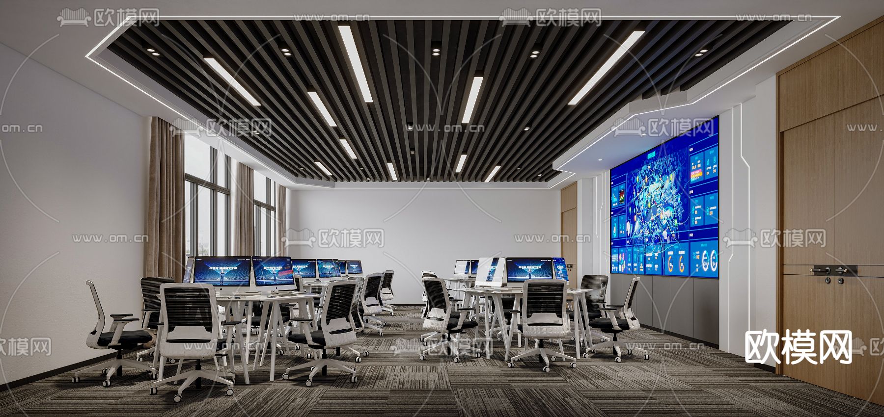 科技实验室 电脑房 教室3d模型下载