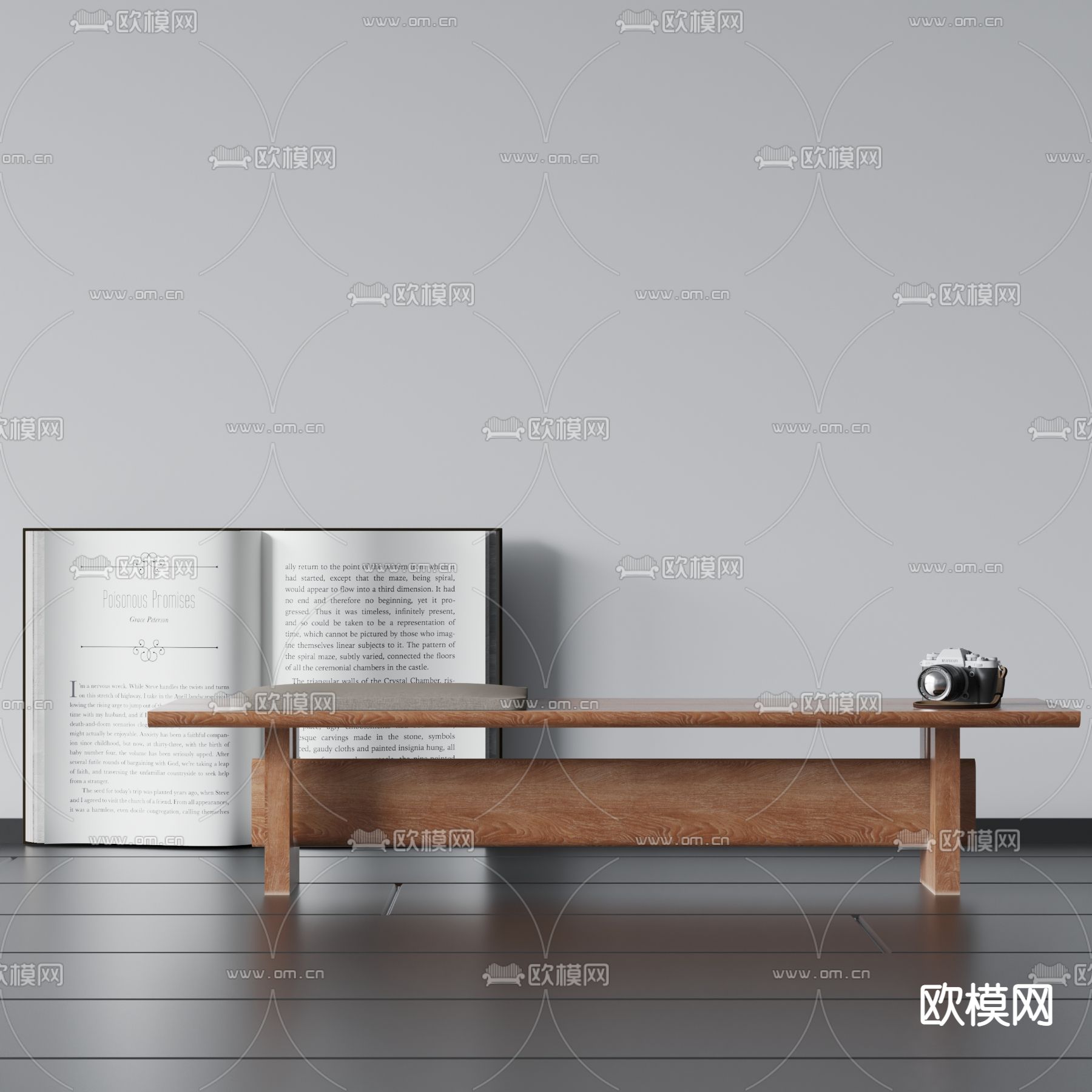 侘寂风长凳 凳子3d模型下载