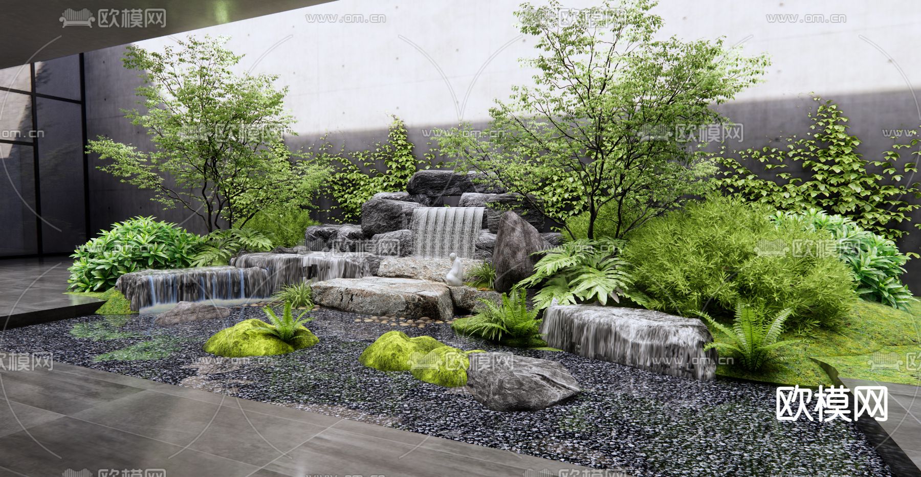 新中式喷泉 假山水景su模型下载_ID13032244_sketchup模型下载-欧模网