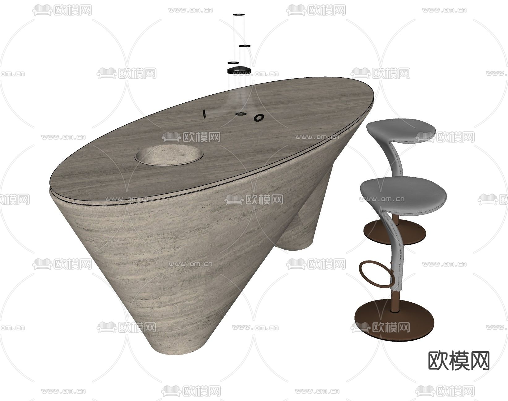 后现代 异形吧台su模型下载（渲染图2）