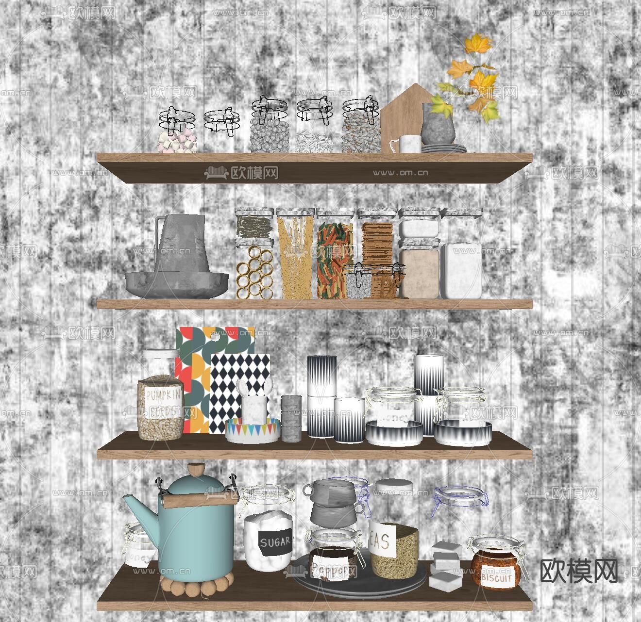 北欧调料瓶 厨房用品su模型下载（渲染图2）