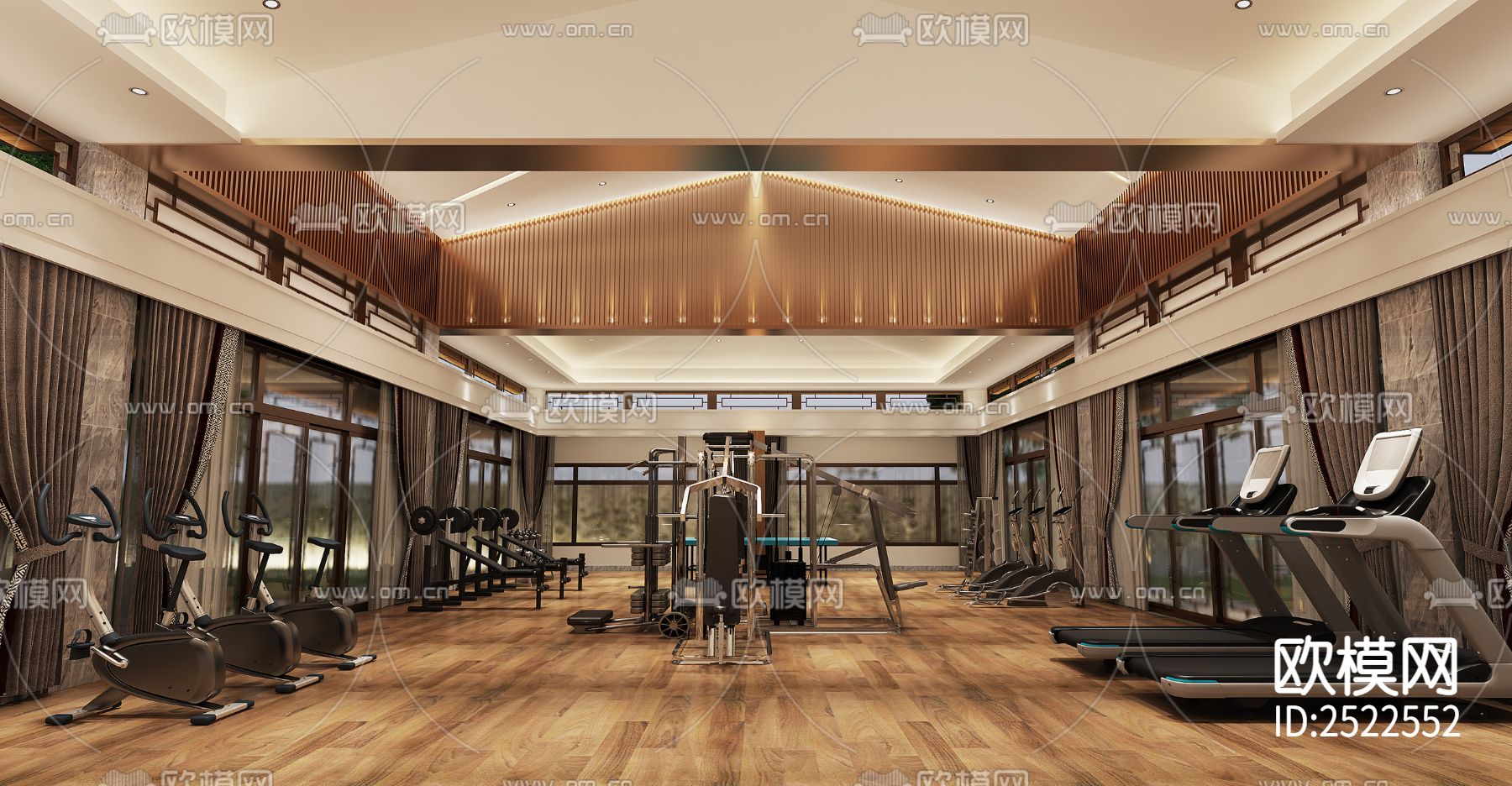 健身房会所CAD施工图下载（渲染图2）