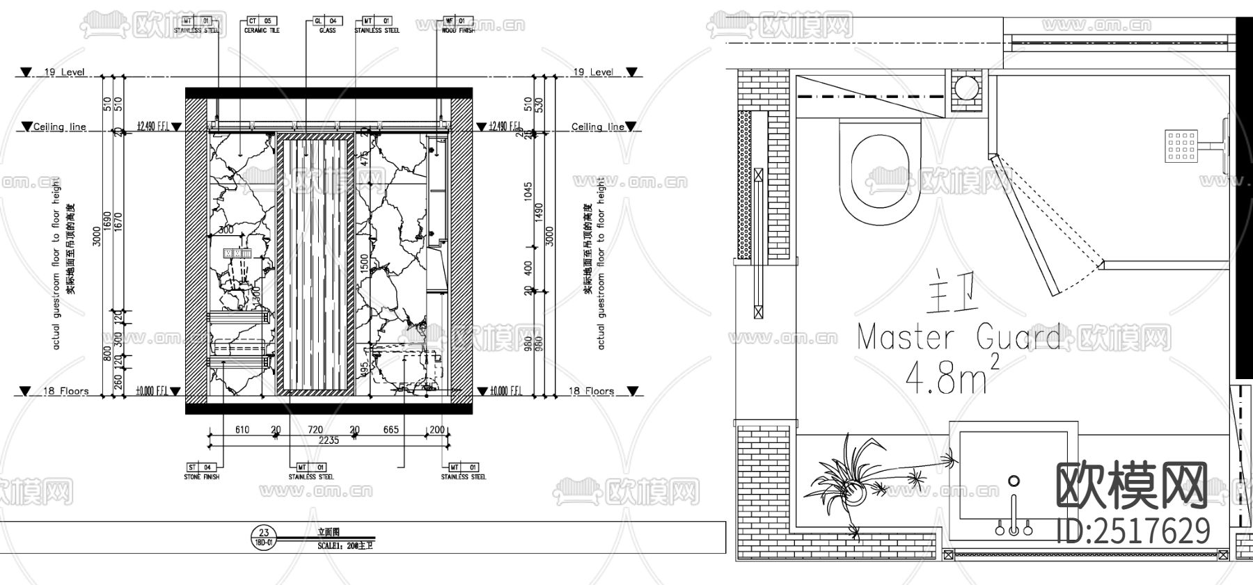 卫生间立面cad施工图下载（渲染图3）