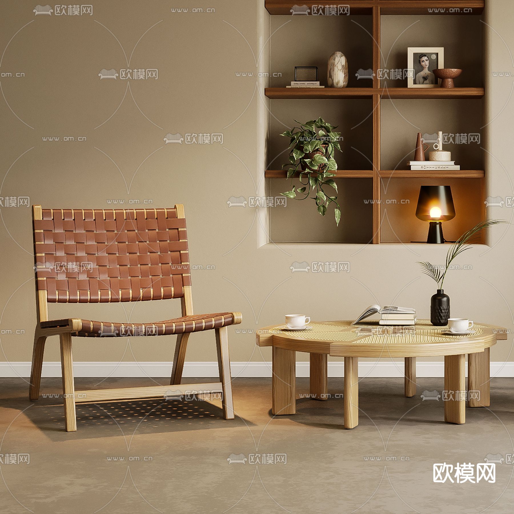 侘寂休闲桌椅3d模型