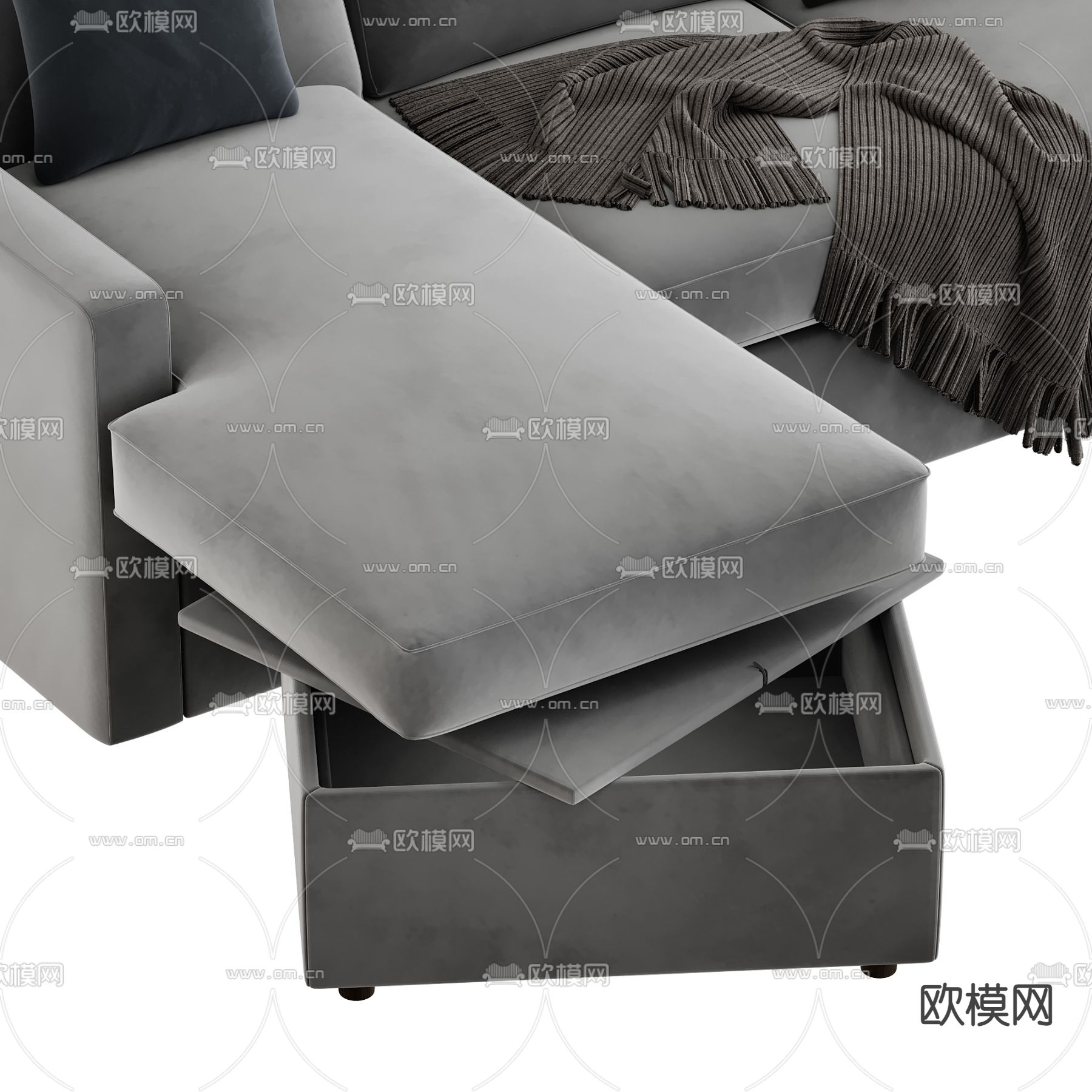 多人沙发 转角沙发3d模型下载（渲染图4）