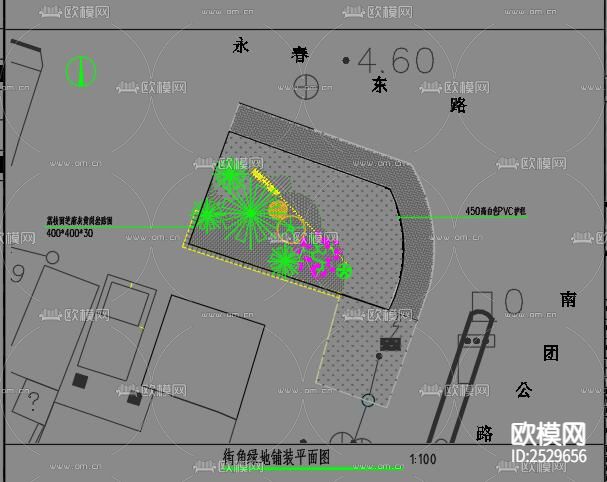 新中式入口CAD施工图下载（渲染图3）