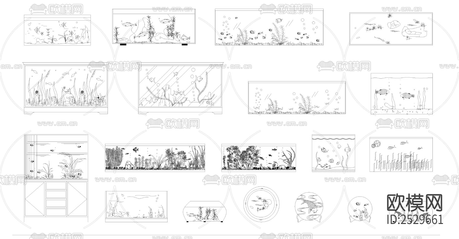 鱼缸水族箱CAD施工图下载（渲染图1）