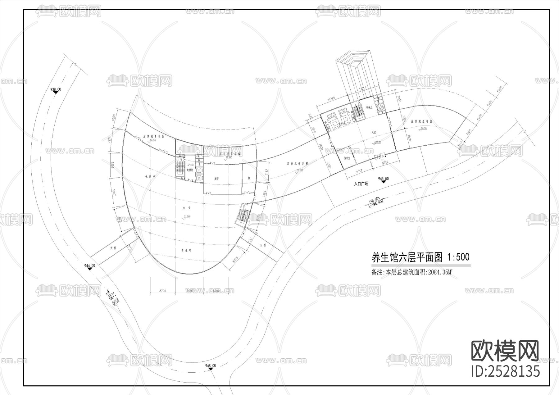 老年养生度假中心CAD施工图下载（渲染图7）