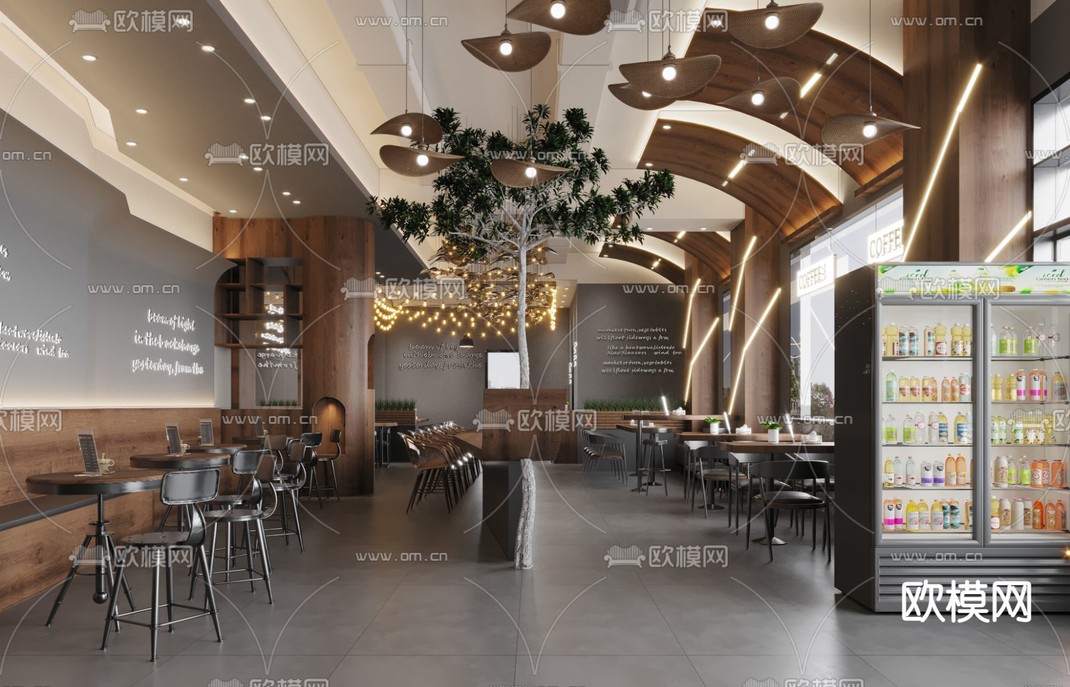 轻奢西餐厅3d模型下载_ID13035996_3dmax免费模型-欧模网