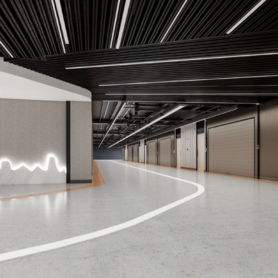  现代地下车库su模型 