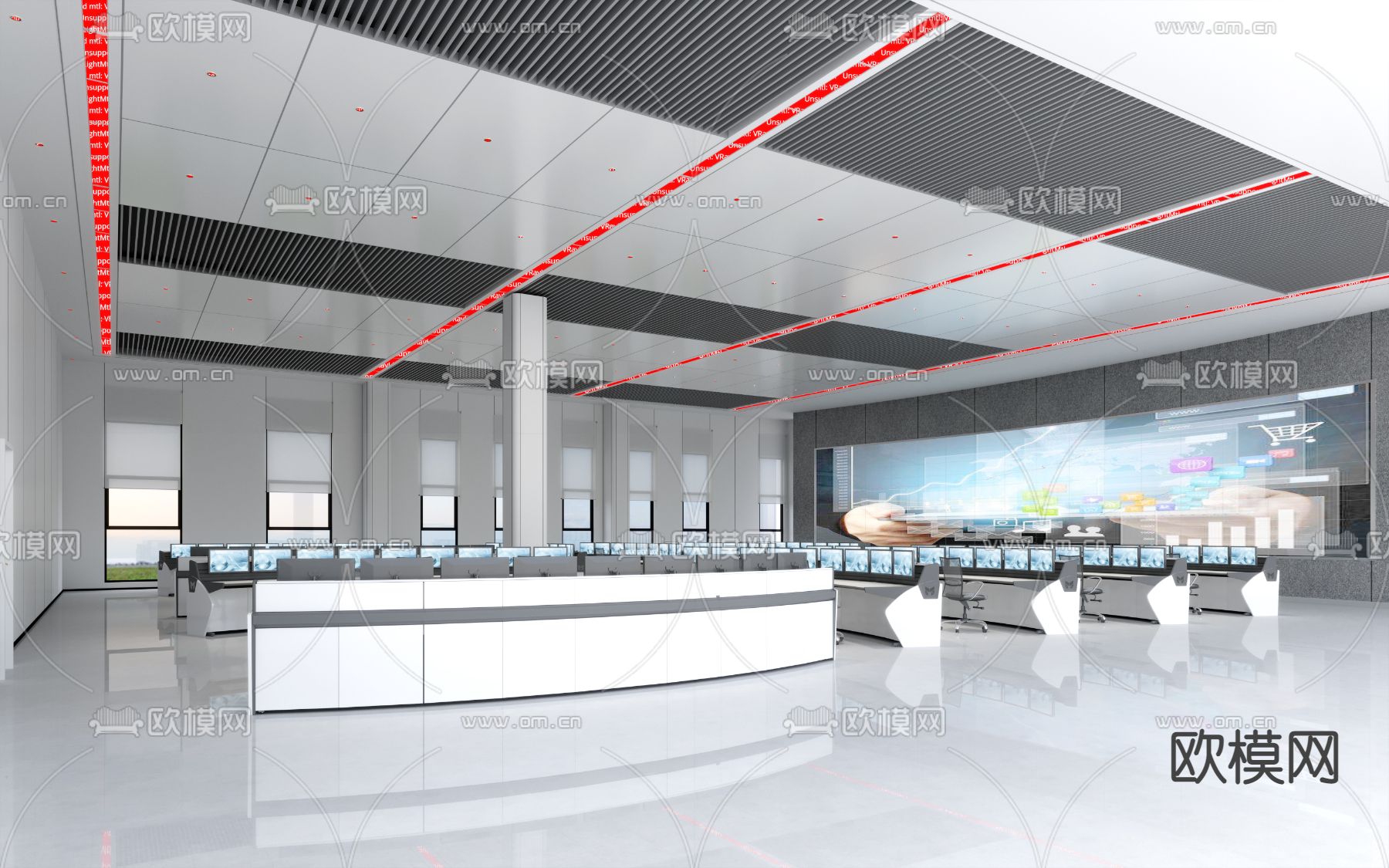 现代监控室3d模型下载