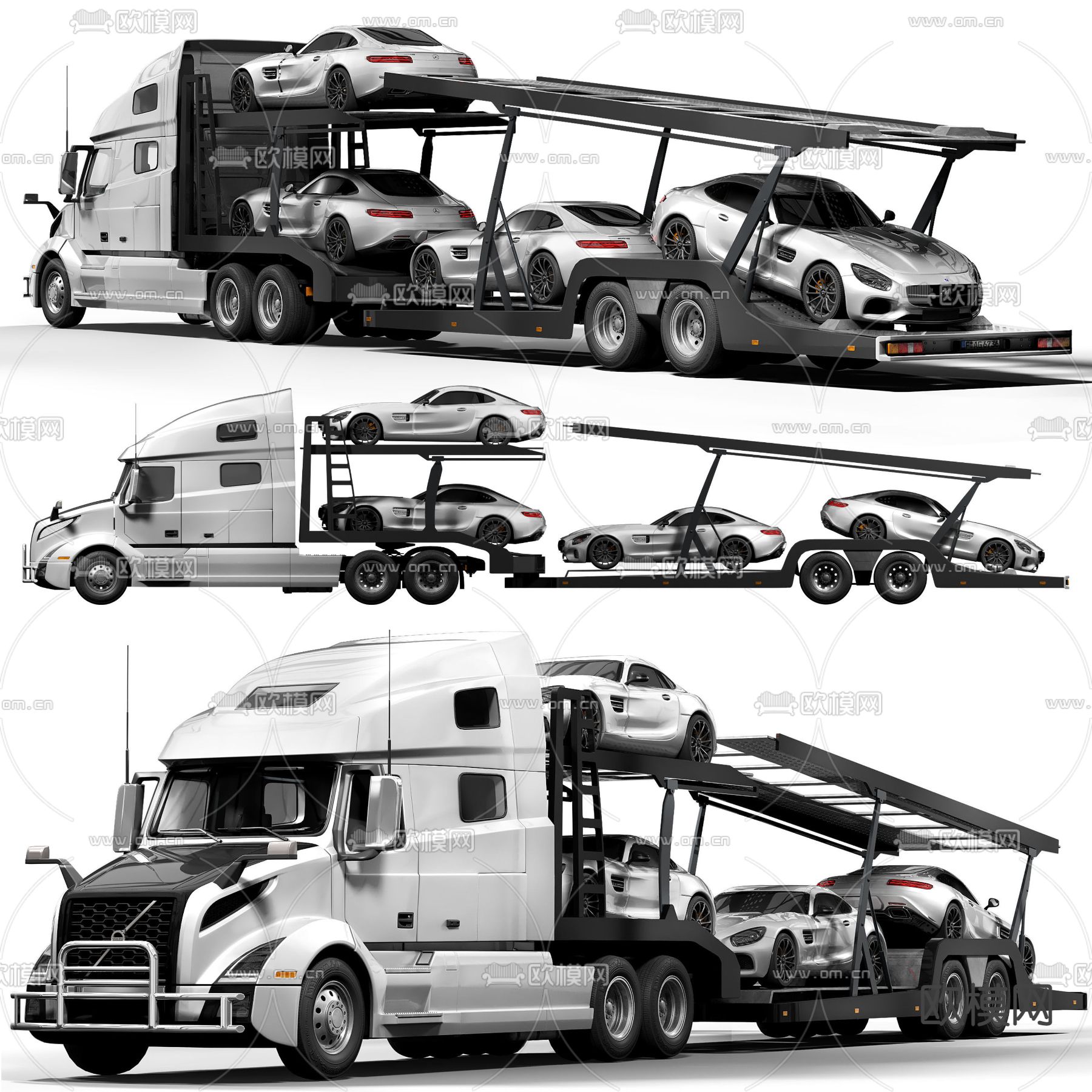 沃尔沃汽车 运输车 卡车3d模型下载（渲染图1）