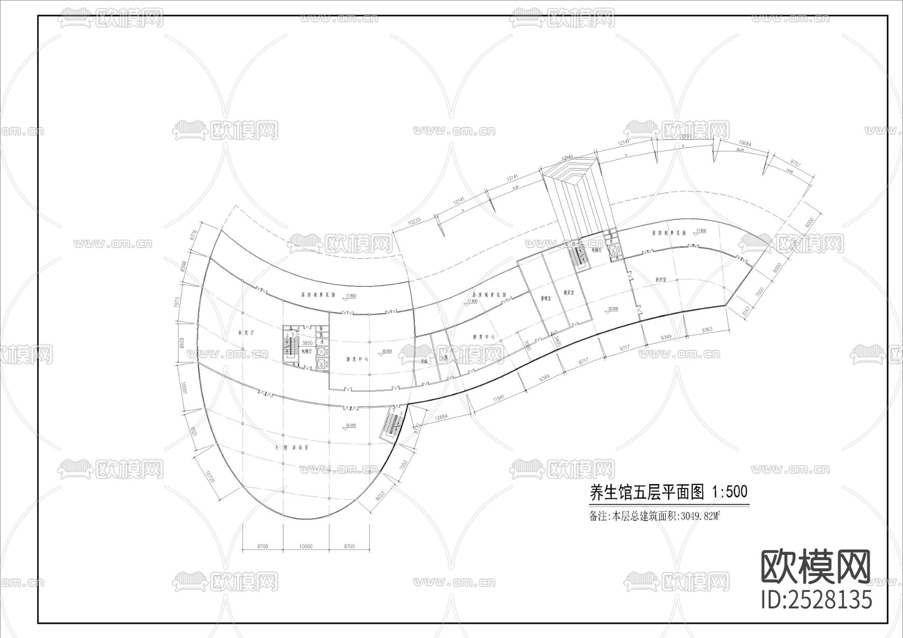 老年养生度假中心CAD施工图下载（渲染图5）