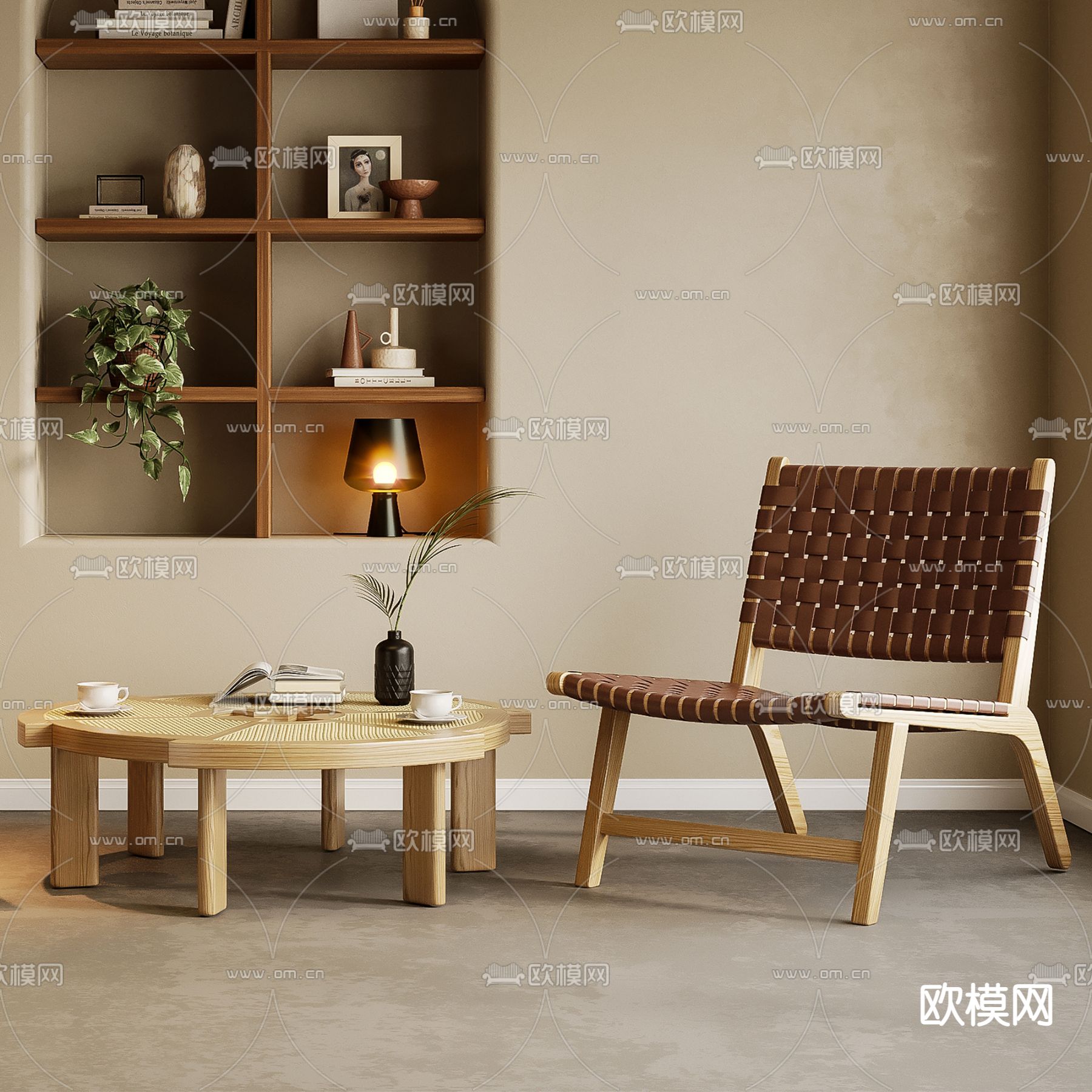 侘寂休闲桌椅3d模型
