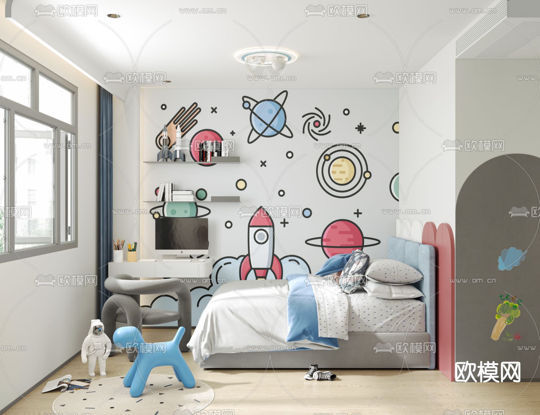 北欧儿童房免费3d模型下载