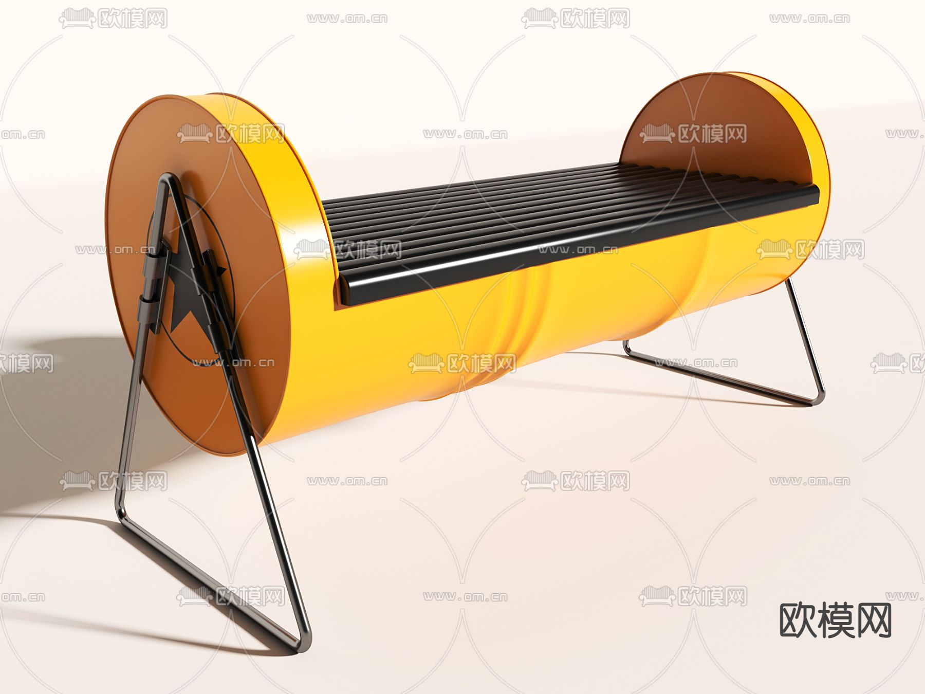 工业风长凳公用椅su模型下载（渲染图1）