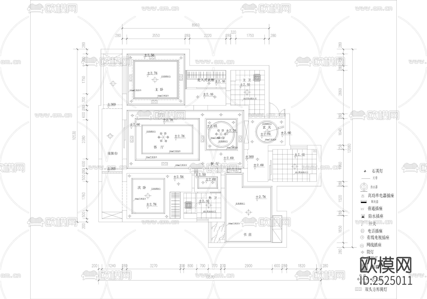 万孚尊园大平层CAD施工图下载（渲染图4）