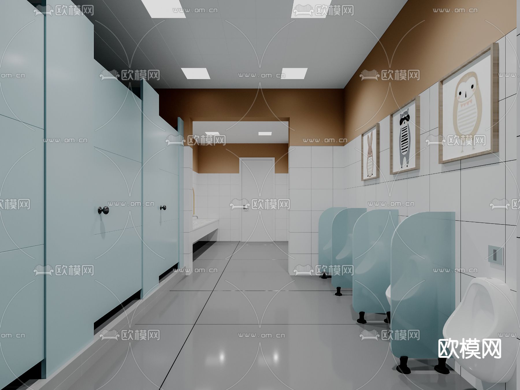 公共卫生间 残疾人卫生间3d模型下载（渲染图1）