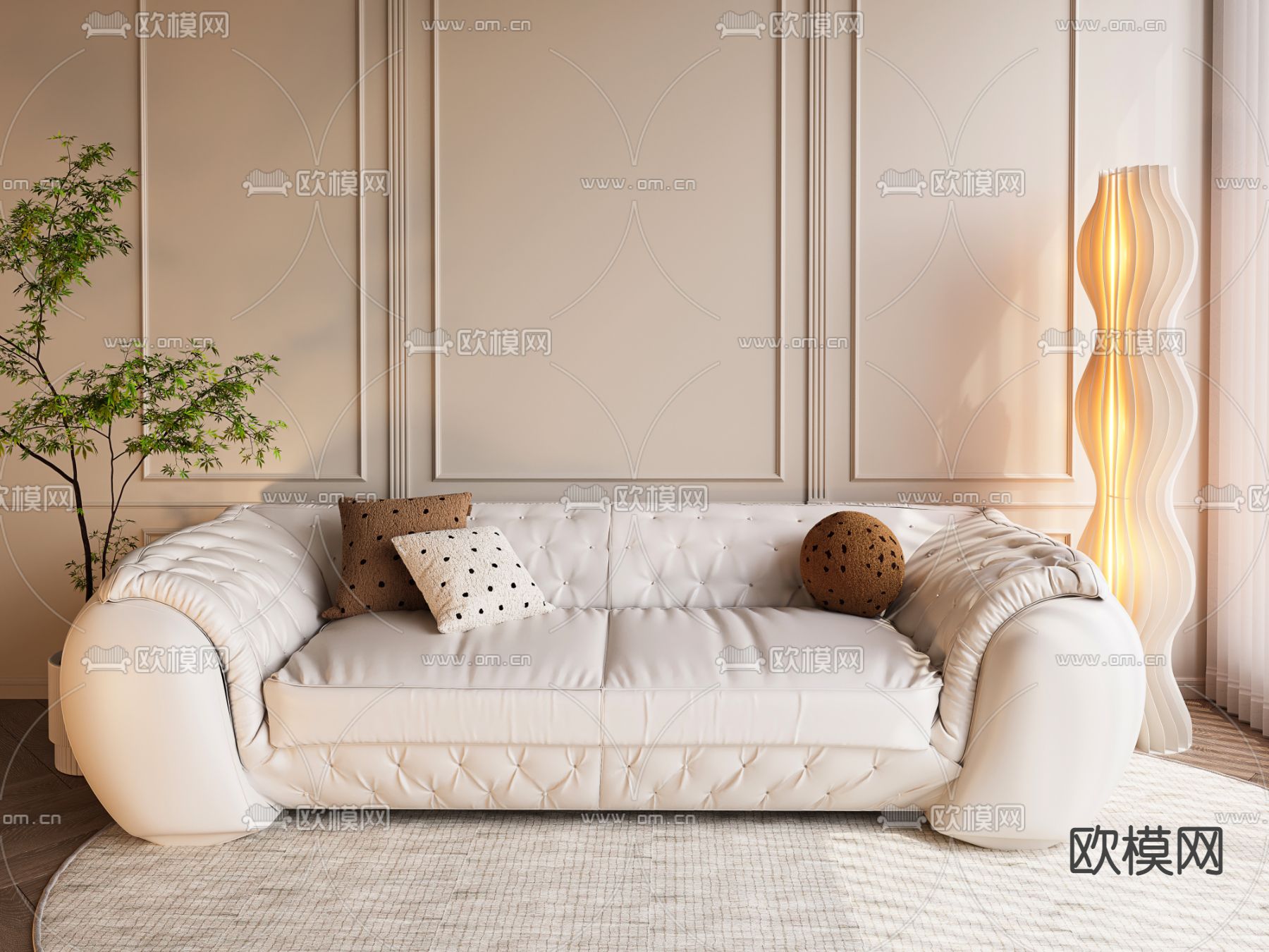 法式软体沙发3d模型下载