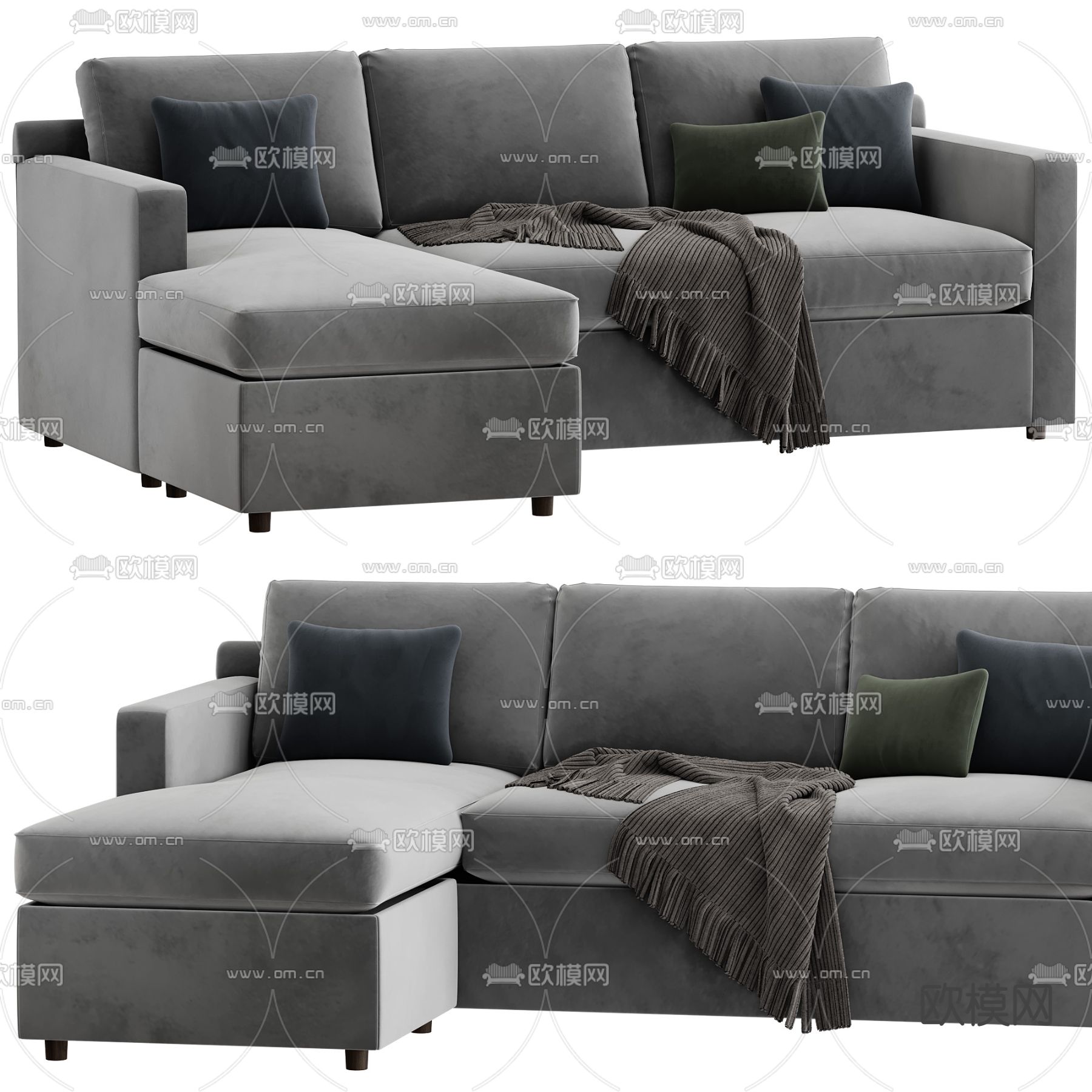 多人沙发 转角沙发3d模型下载（渲染图2）