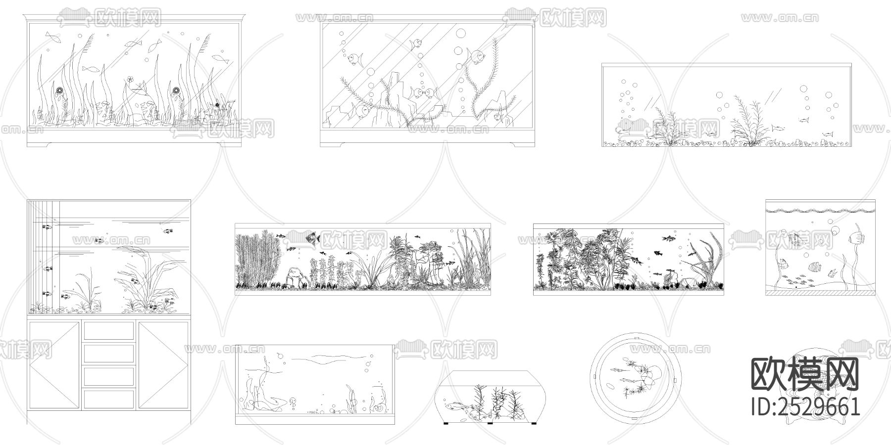 鱼缸水族箱CAD施工图下载（渲染图3）