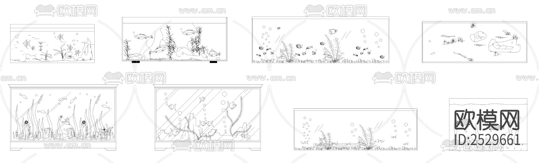 鱼缸水族箱CAD施工图下载（渲染图2）