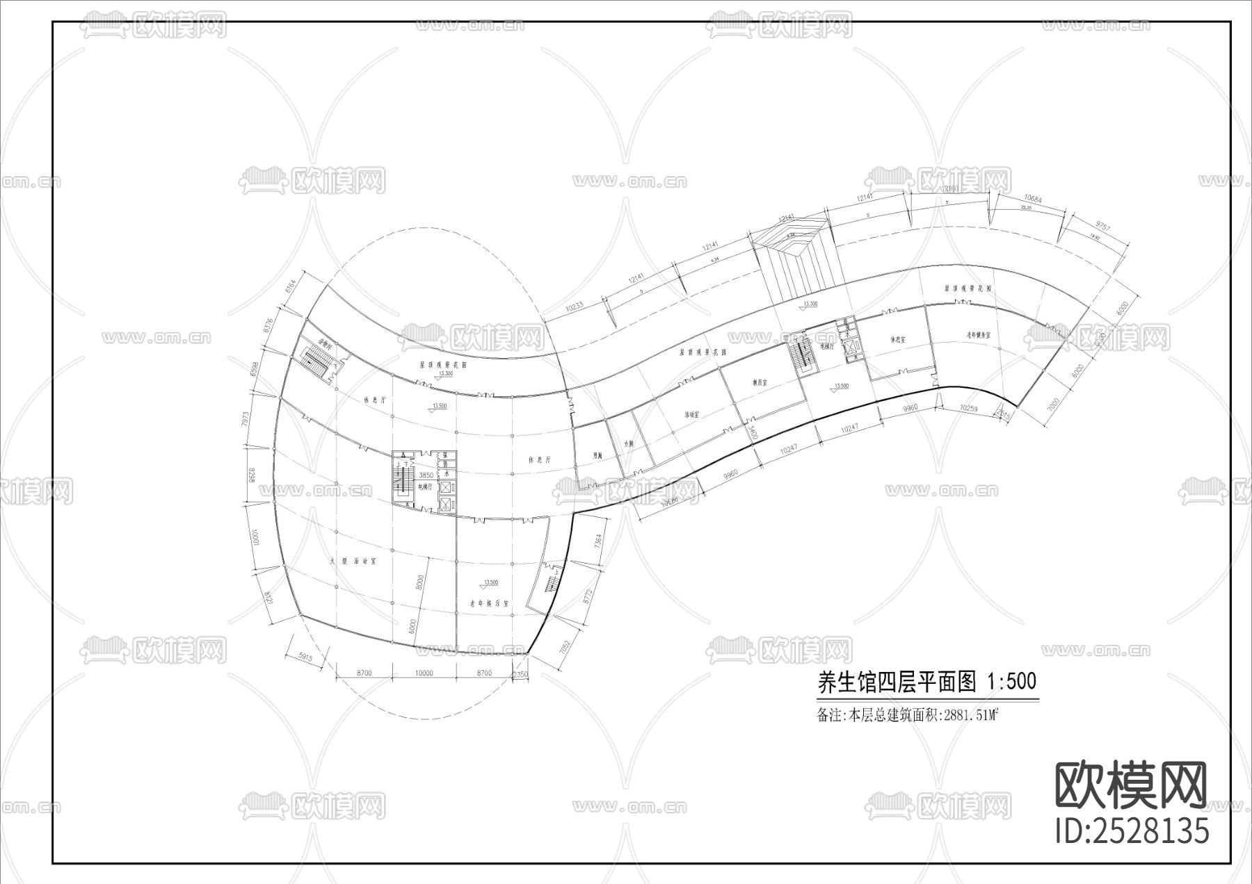 老年养生度假中心CAD施工图下载（渲染图8）