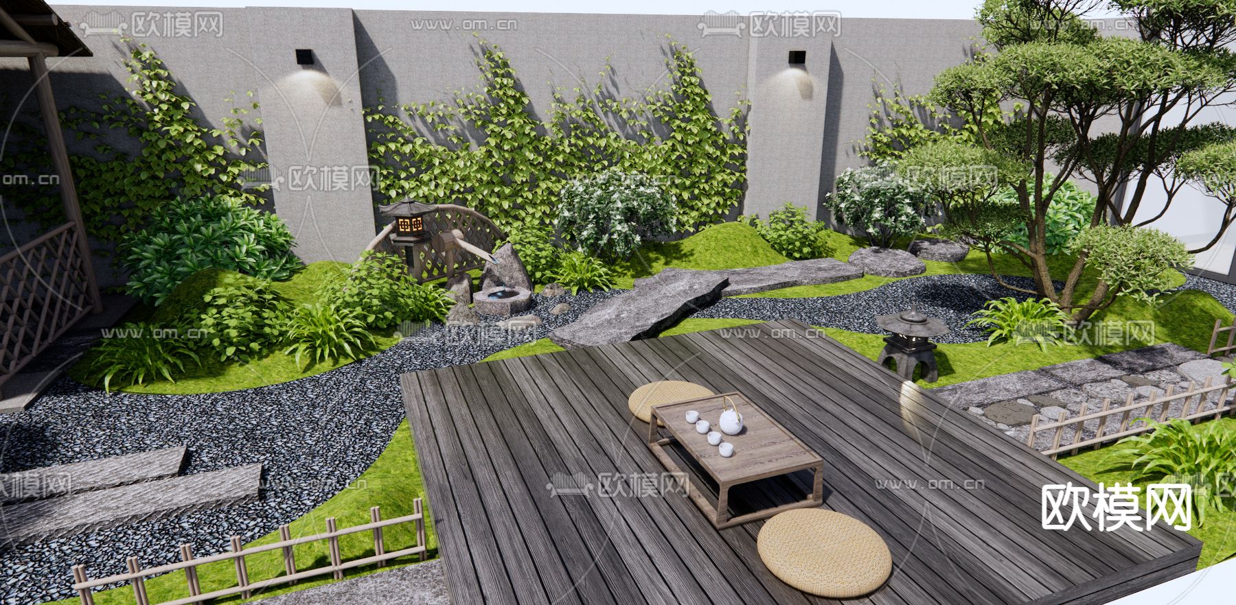 日式庭院花园3d模型下载（渲染图4）