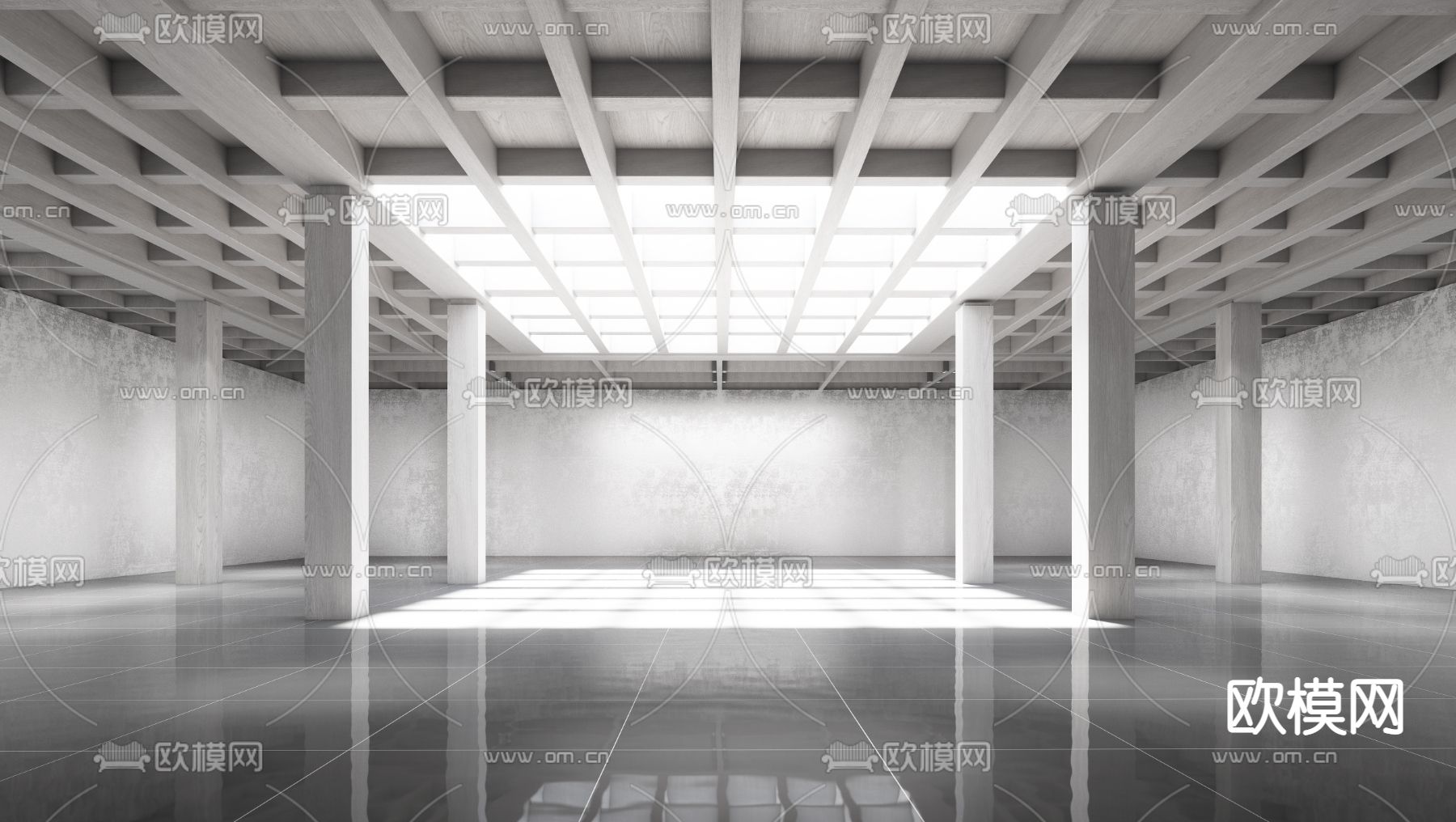 高级灰仓库 空仓房3d模型下载