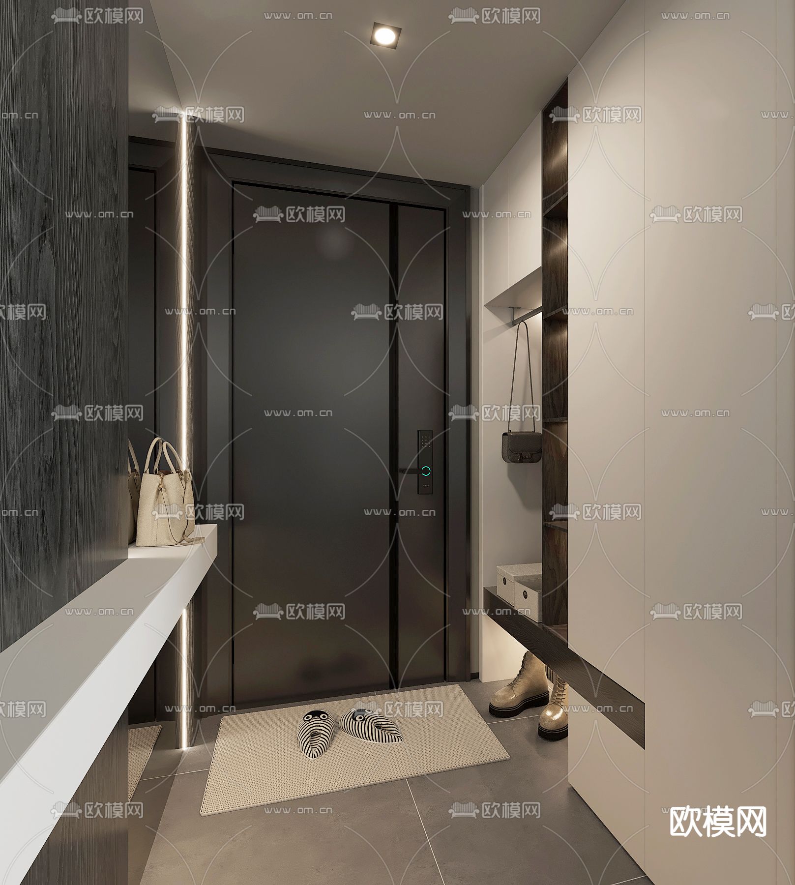 入户玄关 鞋帽柜3d模型下载_ID13032390_3dmax免费模型-欧模网
