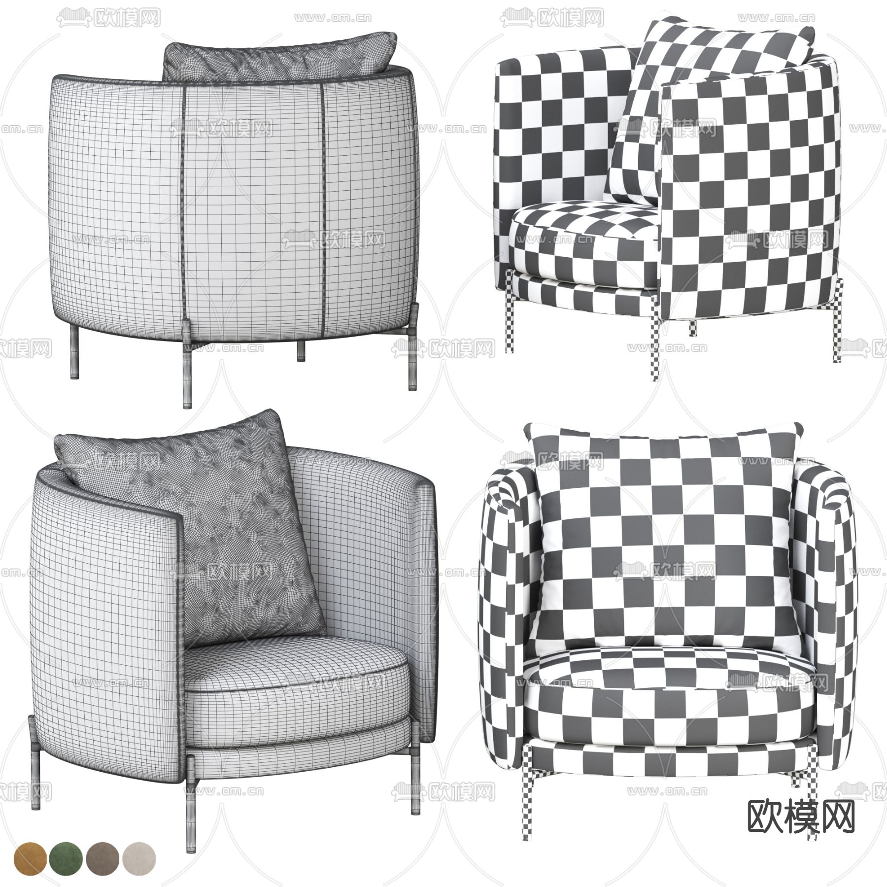 Modern Armchair 单人沙发3d模型下载（渲染图4）