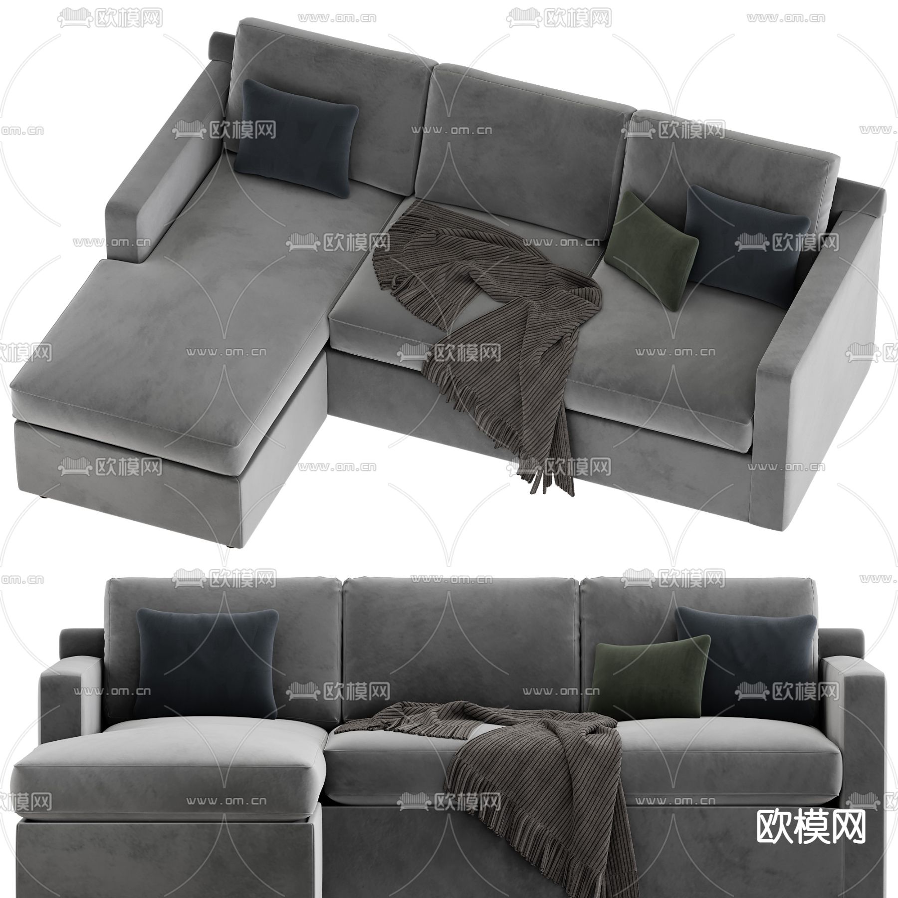 多人沙发 转角沙发3d模型下载（渲染图3）