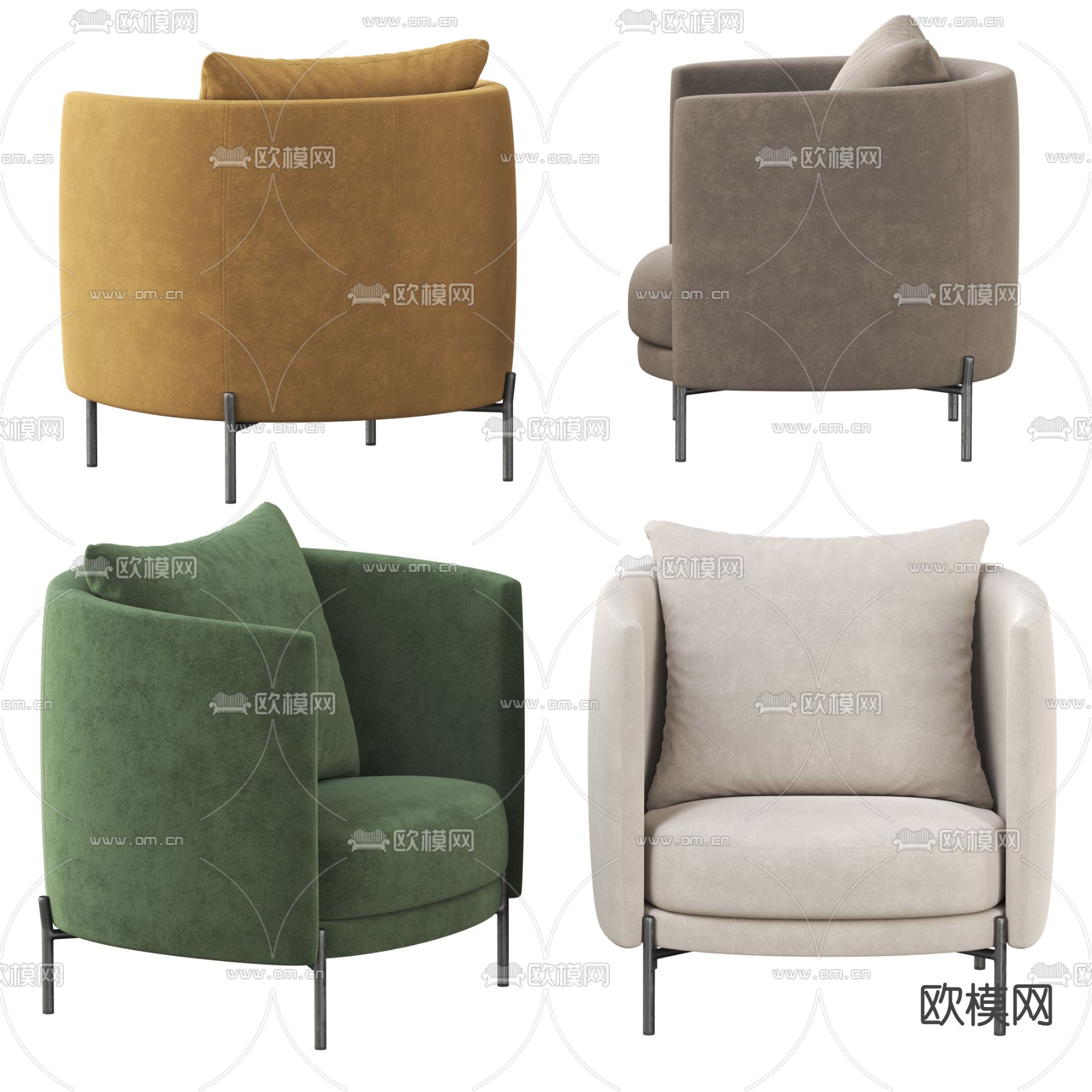 Modern Armchair 单人沙发3d模型下载（渲染图1）