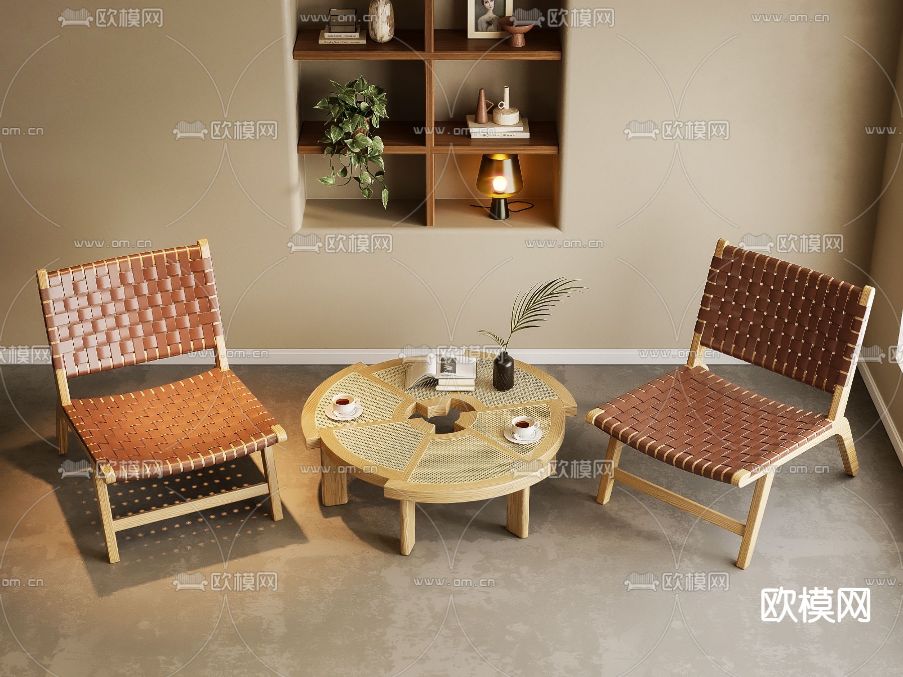 侘寂休闲桌椅3d模型