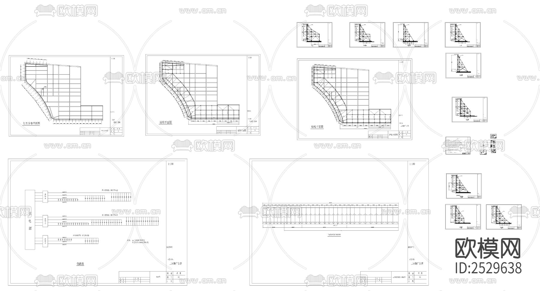 三面翻广告牌CAD施工图下载（渲染图8）